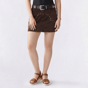 Juniors No Comment Western Denim Skirt With Dome Studs
